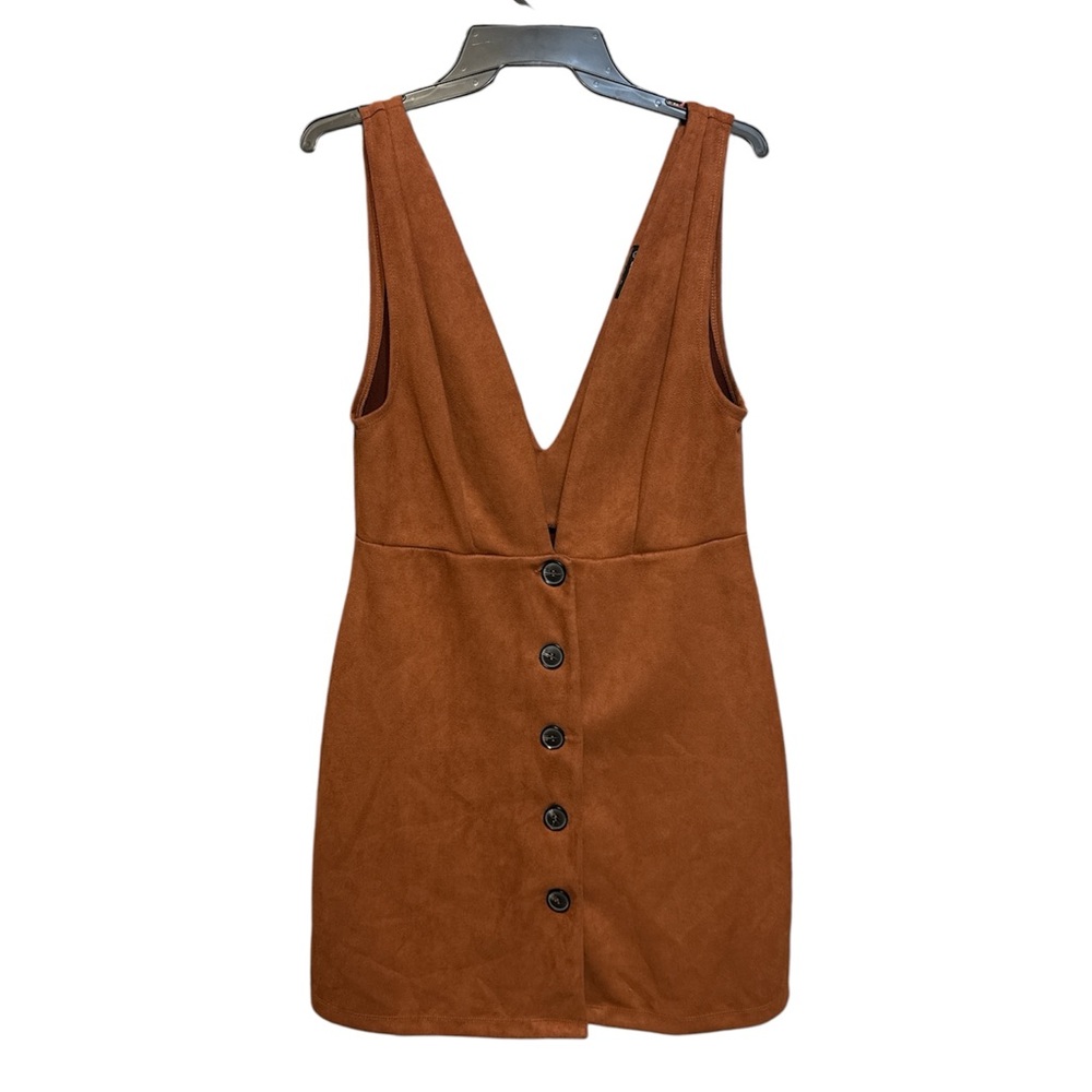 Popular Basics Brown Sleeveless Sheath Dress Plunge